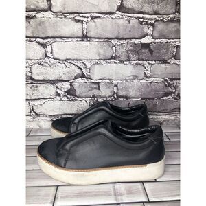 M4D3 Black Leather Calf Hair Super Platform Slip On Sneakers Women Sz 7M US/38EU